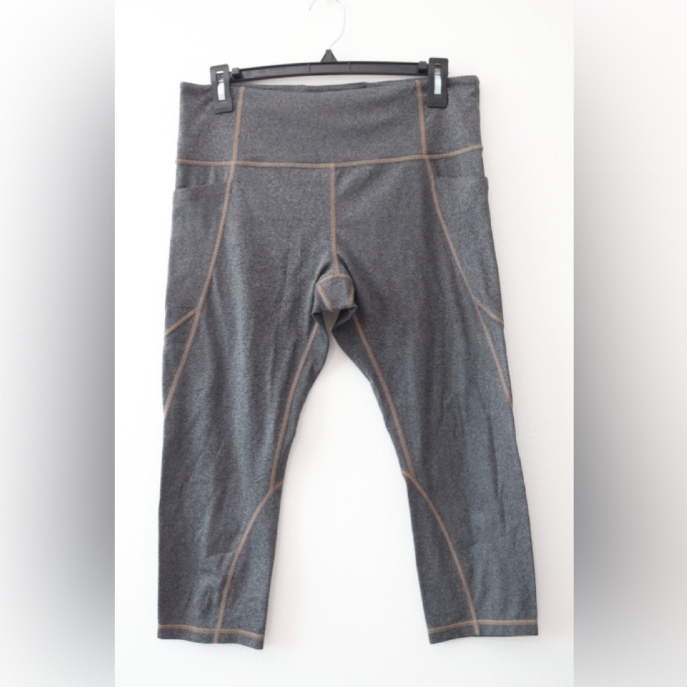 Athleta Gray Leggings with Curved Seam Design